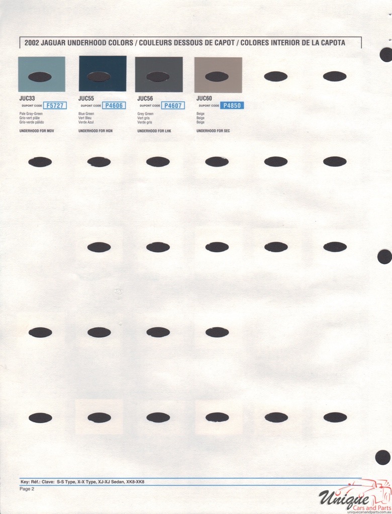 2002 Jaguar Paint Charts DuPont 2